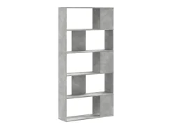 Fairmont Librería de 5 niveles madera gris hormigón 80,5x23,5x162,5 cm