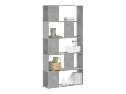 Fairmont Librería de 5 niveles madera gris hormigón 80,5x23,5x162,5 cm