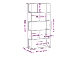 Fairmont Librería de 5 niveles madera gris hormigón 80,5x23,5x162,5 cm