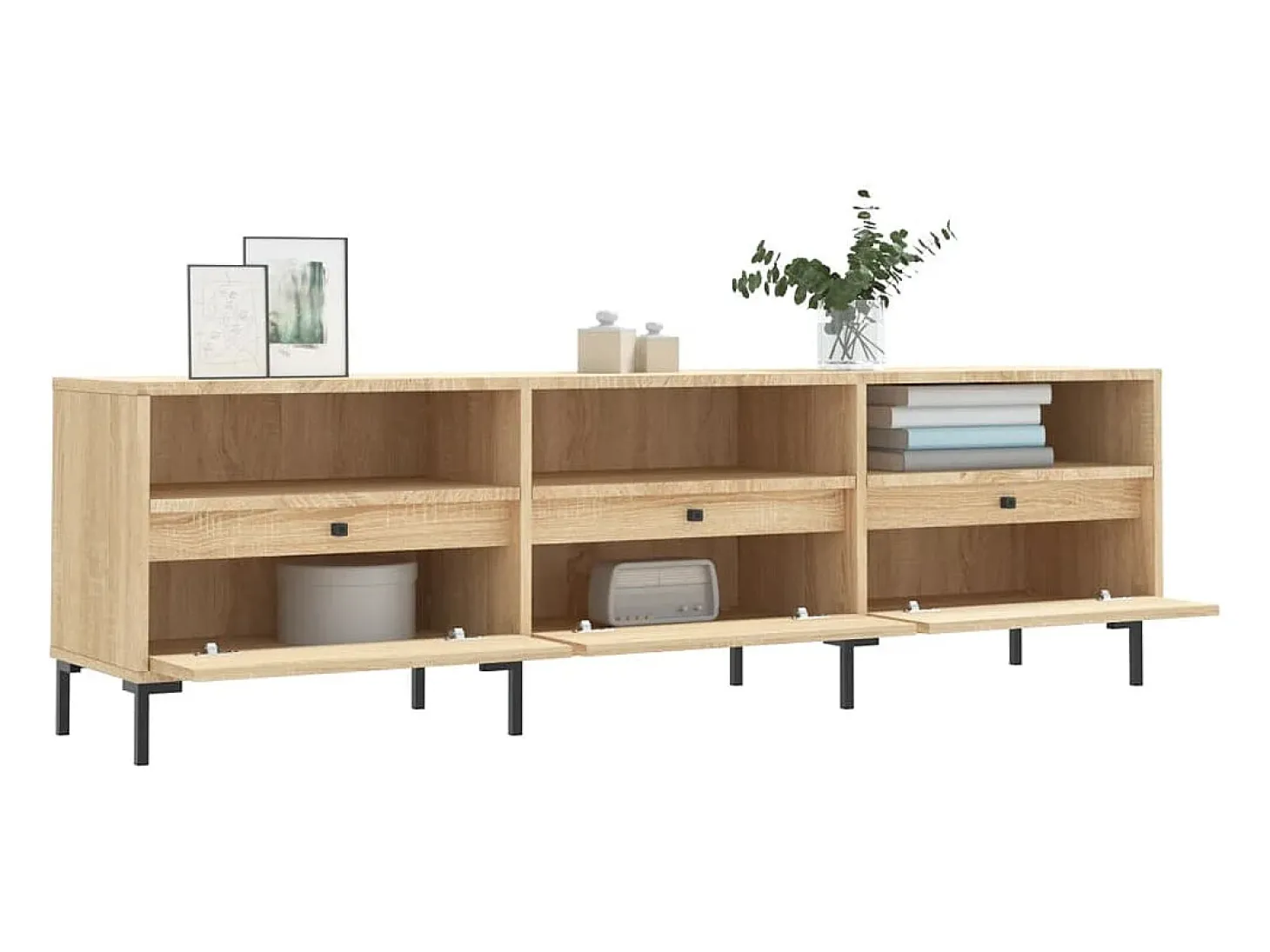 Fem Mueble de TV madera contrachapada roble Sonoma 150x30x44,5 cm