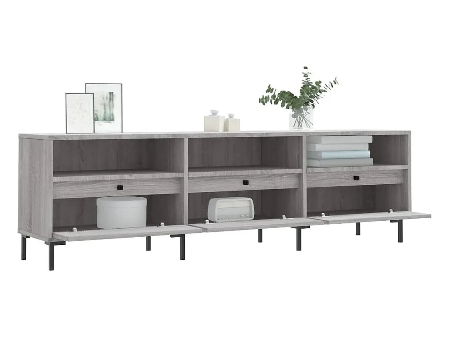 Fem Mueble para TV madera contrachapada gris Sonoma 150x30x44,5 cm