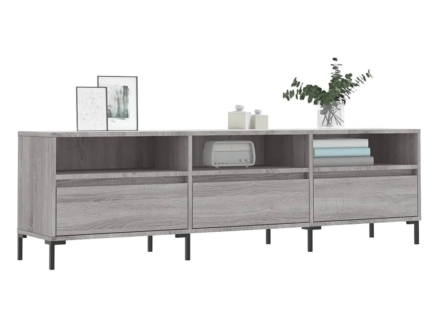 Fem Mueble para TV madera contrachapada gris Sonoma 150x30x44,5 cm