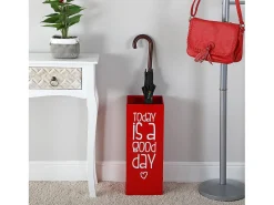Fluor Paragüero para la Entrada, Habitación o Hall, Porta paraguas moderno, Rojo y negro, 53x21x21cm