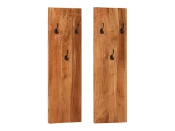 Folker Percheros de pared 2 uds madera maciza de acacia 36x3x110 cm