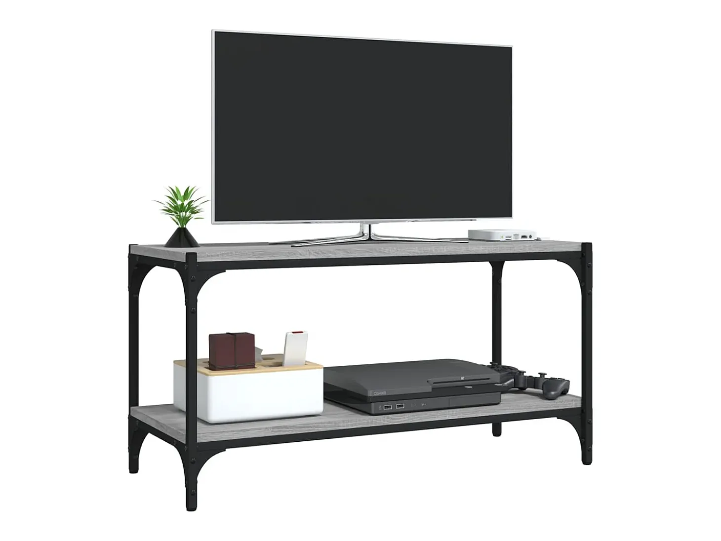 Foster City Mueble para TV contrachapada y acero gris Sonoma 80x33x41 cm