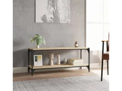Foster City Mueble para TV contrachapada y acero roble Sonoma 100x33x41 cm
