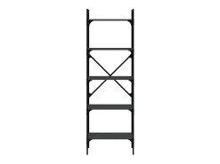 Fredrikstad Librería de 5 estantes madera de ingeniería negro 56x31,5x174cm