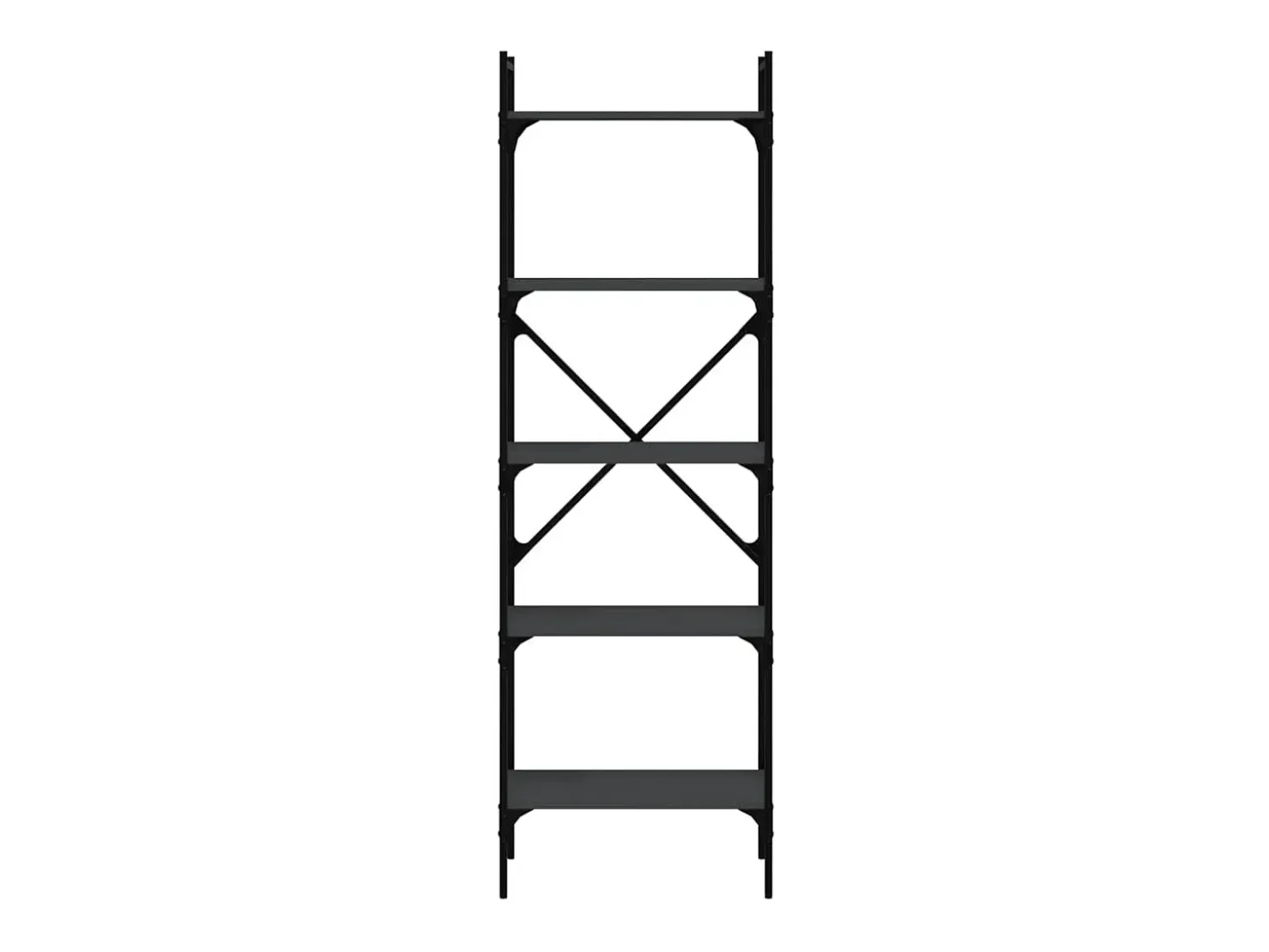 Fredrikstad Librería de 5 estantes madera de ingeniería negro 56x31,5x174cm