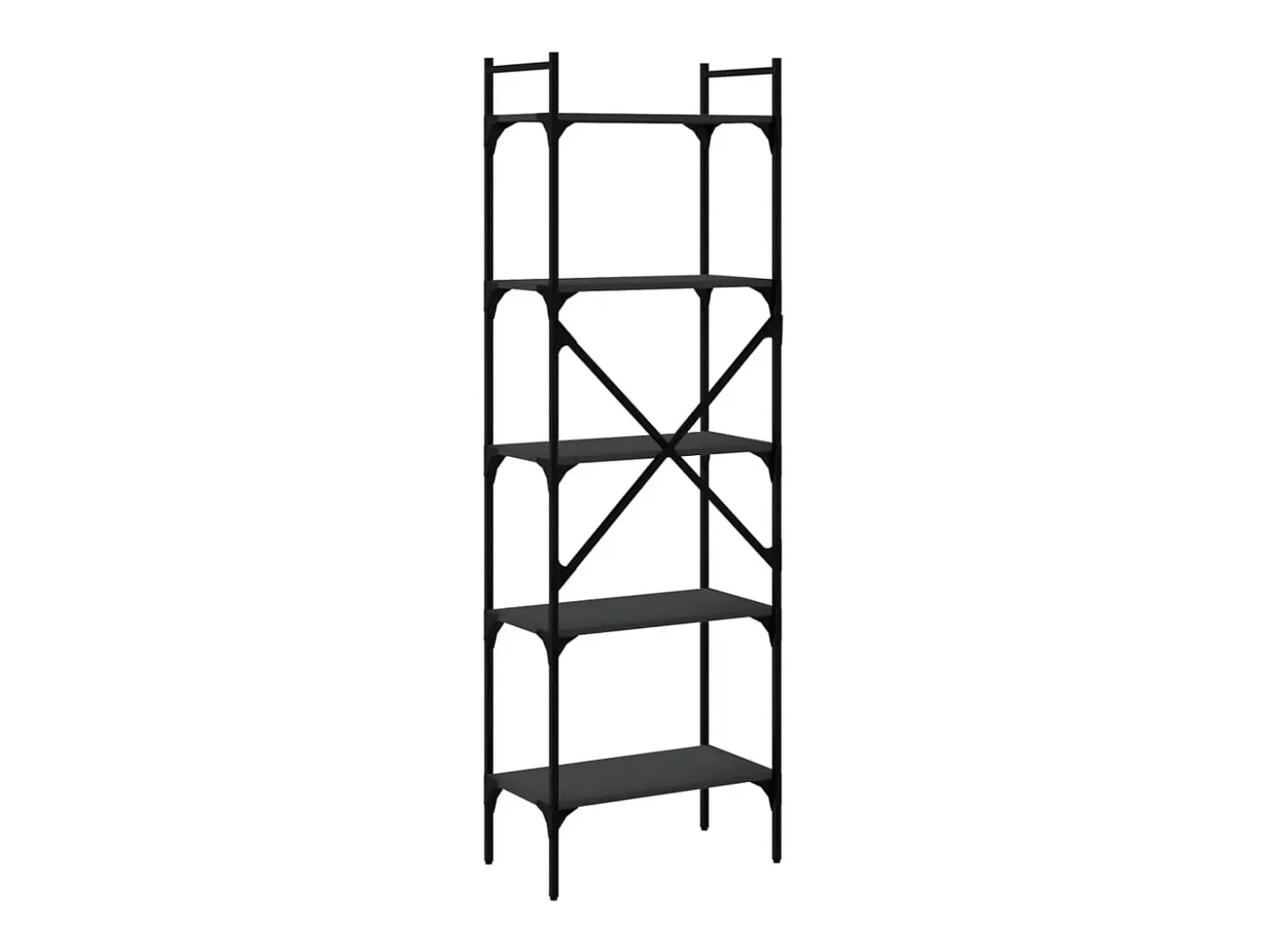 Fredrikstad Librería de 5 estantes madera de ingeniería negro 56x31,5x174cm