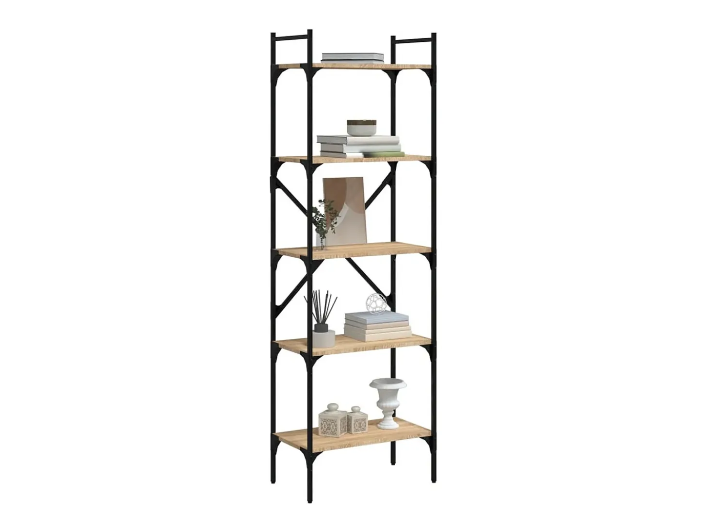 Fredrikstad Librería de 5 estantes madera roble Sonoma 56x31,5x174 cm