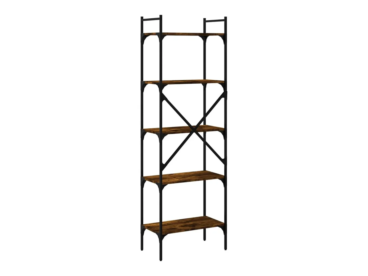 Fredrikstad Librería de 5 estantes madera roble ahumado 56x31,5x174 cm