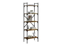 Fredrikstad Librería de 5 estantes madera roble ahumado 56x31,5x174 cm