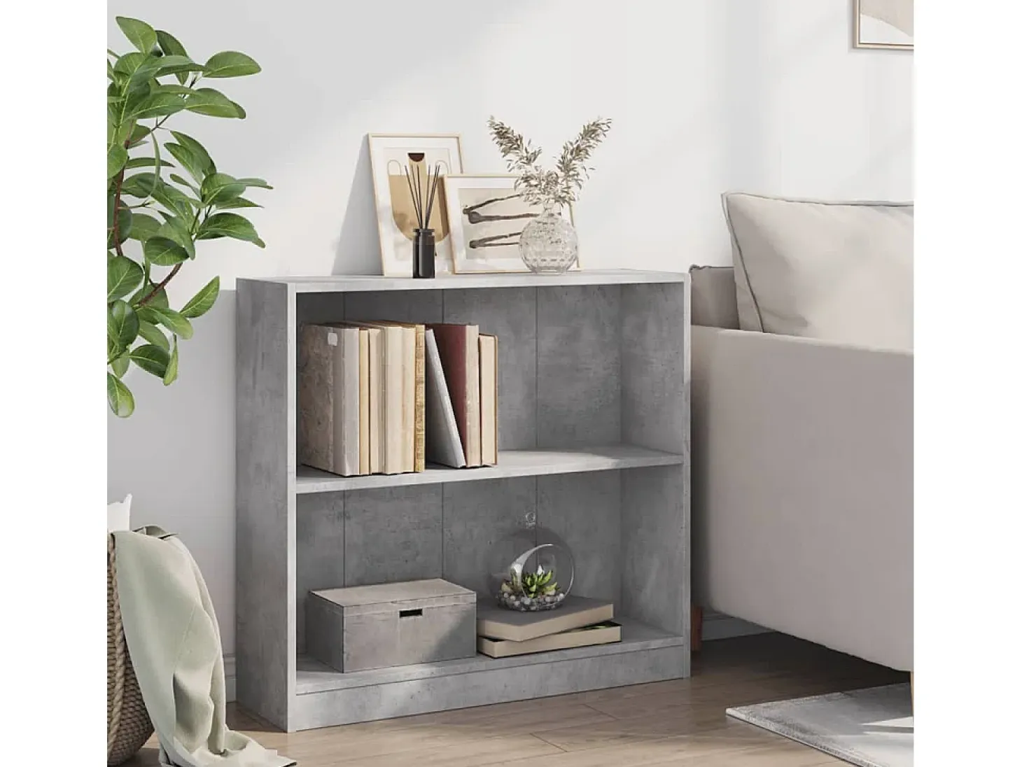 Freekje Estantería de madera contrachapada gris hormigón 80x24x75 cm