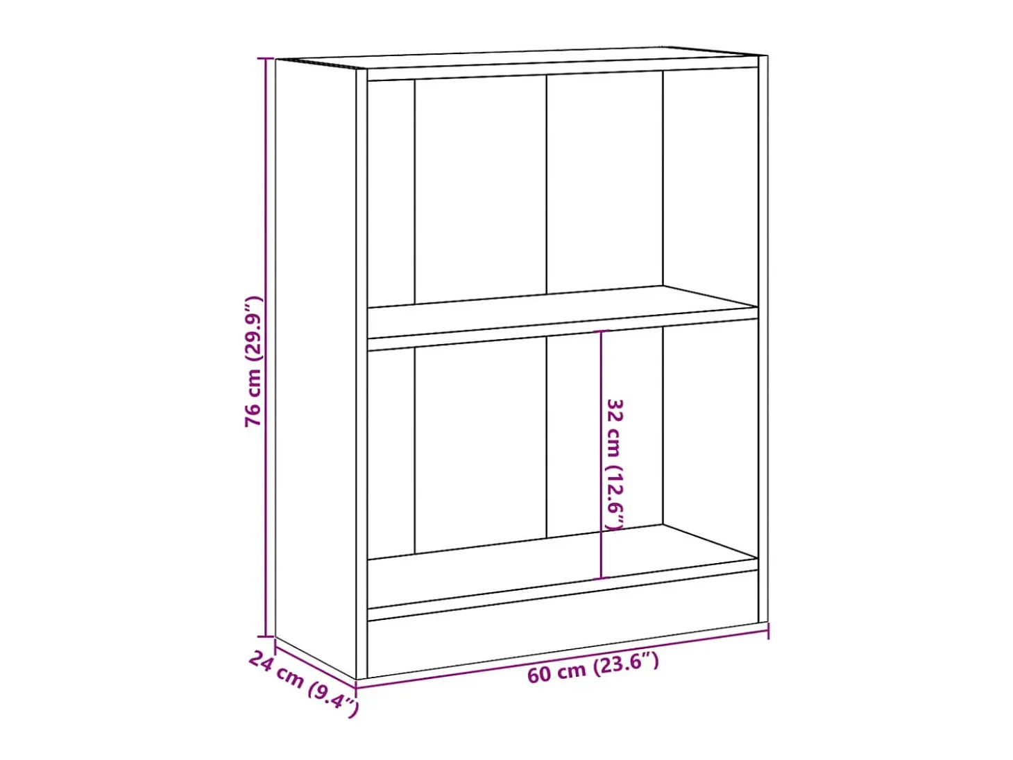 Freekje Estantería madera de ingeniería negro 60x24x76 cm