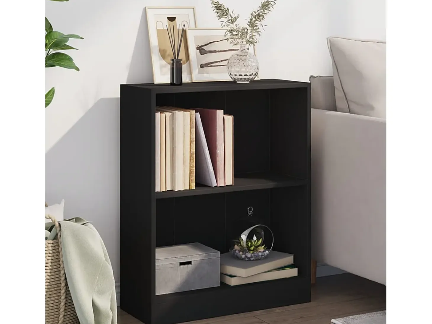 Freekje Estantería madera de ingeniería negro 60x24x76 cm