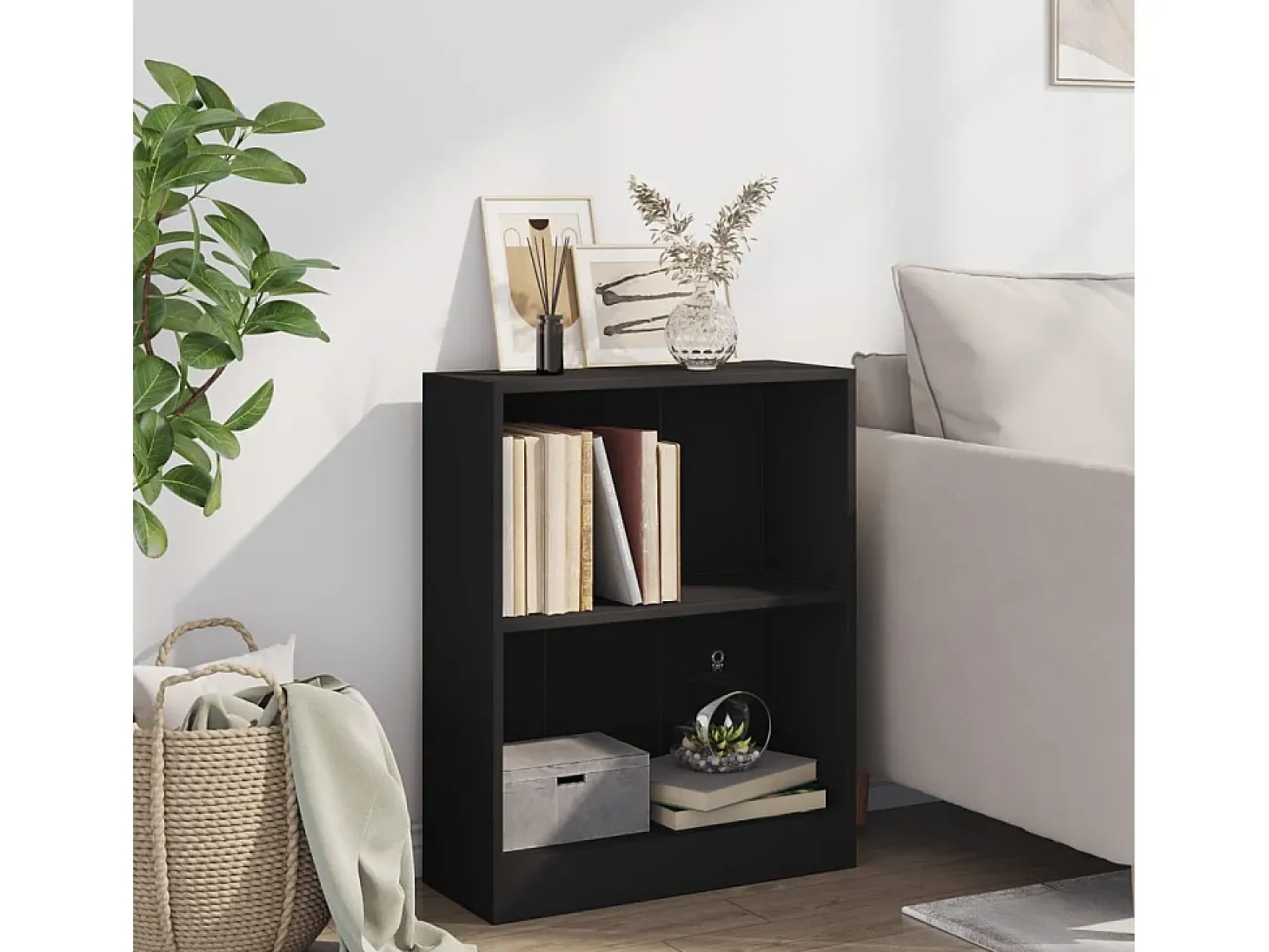 Freekje Estantería madera de ingeniería negro 60x24x76 cm