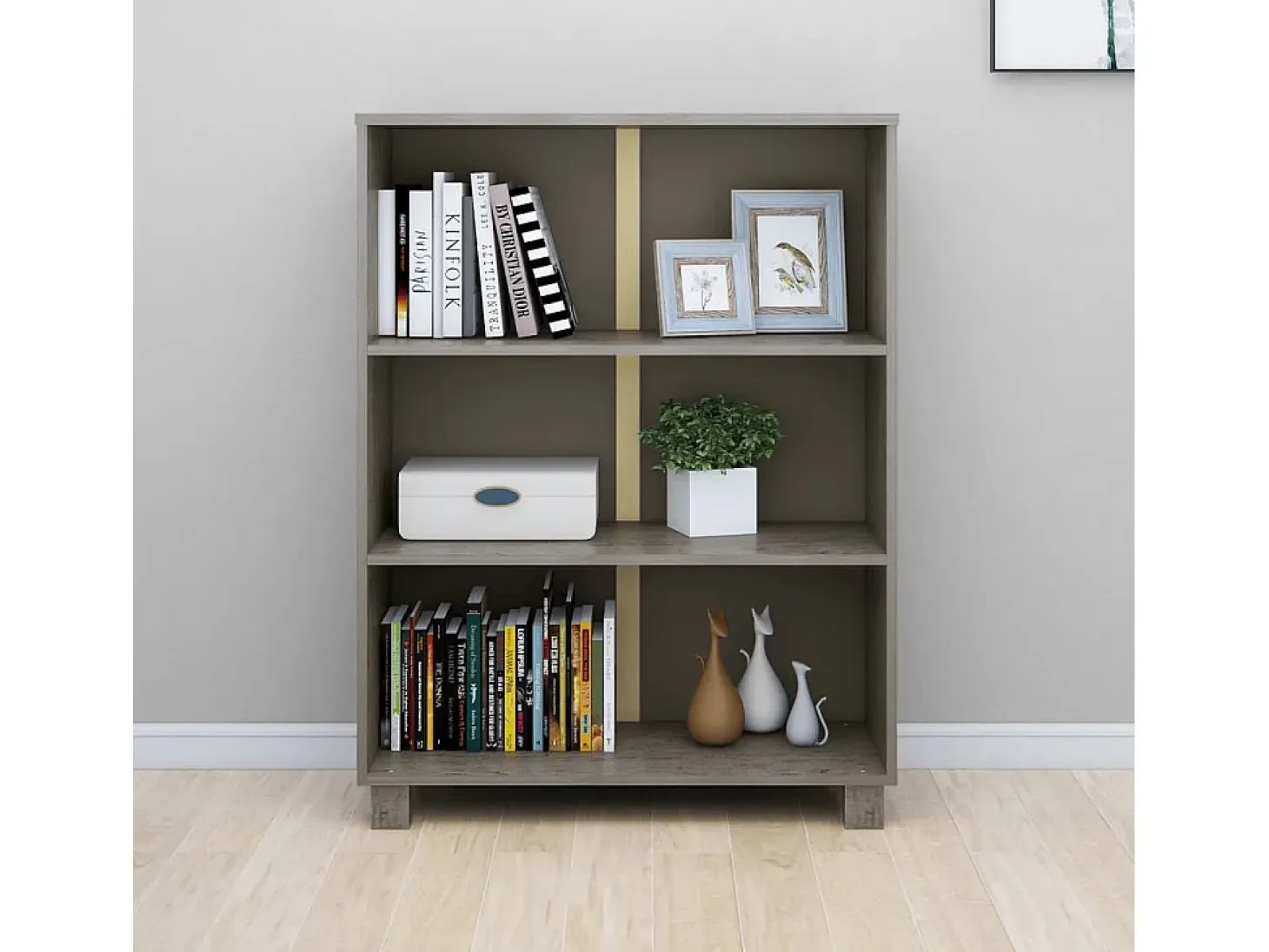 Fryvik Estantería HAMAR madera maciza pino gris claro 85x35x112 cm