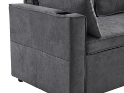 Fusio Primavera-Verano - Sofá Cama Angular 3 Plazas, Modular, Tela de Lino con Reposabrazos Portavasos - Ideal para Salón y Estancia