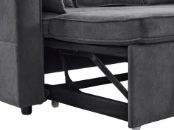 Fusio Primavera-Verano - Sofá Cama Angular 3 Plazas, Modular, Tela de Lino con Reposabrazos Portavasos - Ideal para Salón y Estancia