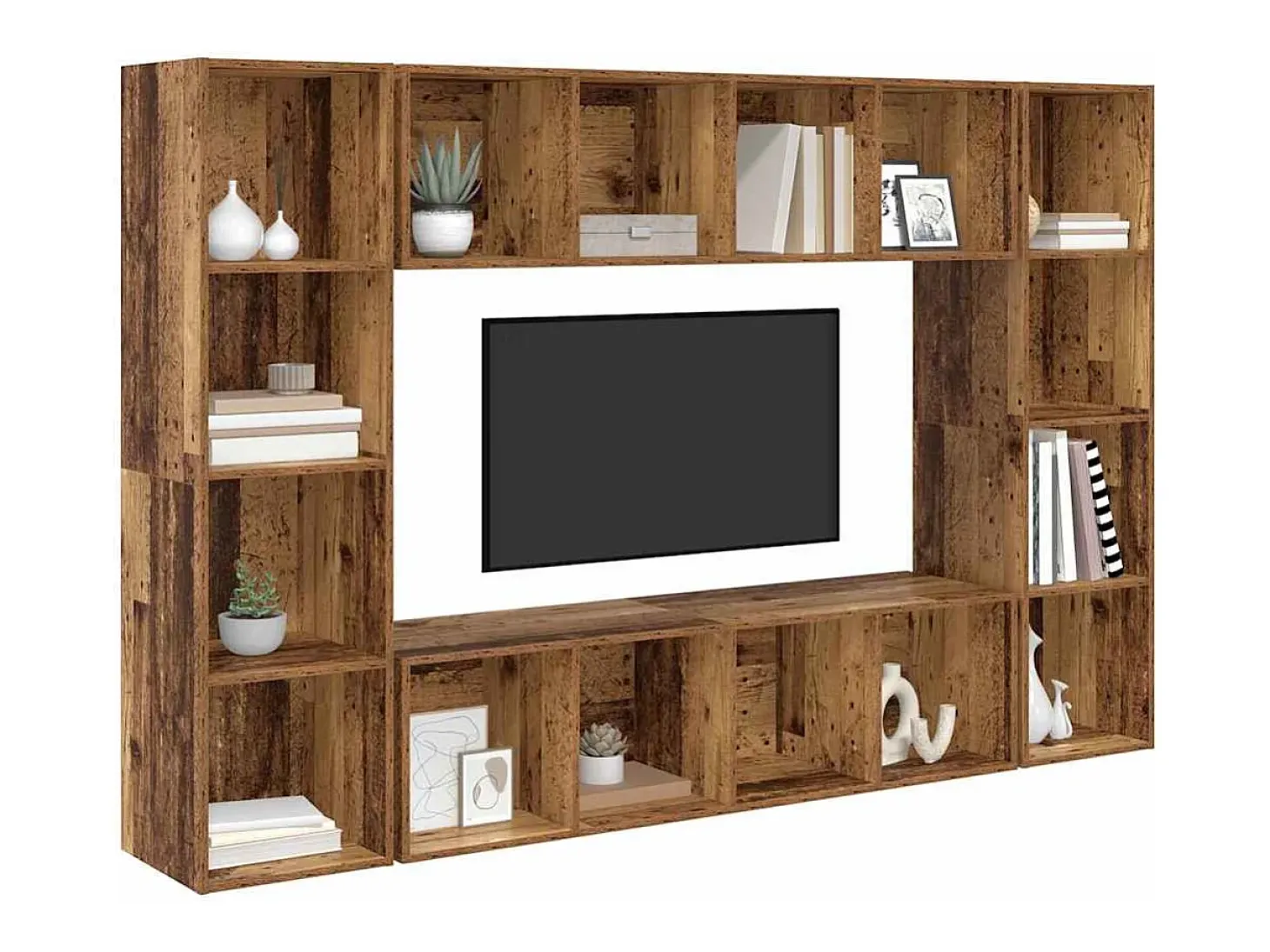 Gabinete de TV 4 pcs Marrón 37 x 37 x 142.5 cm