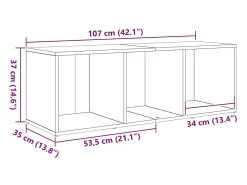 Gabinete de TV 3 pcs Negro 107 x 35 x 37 cm