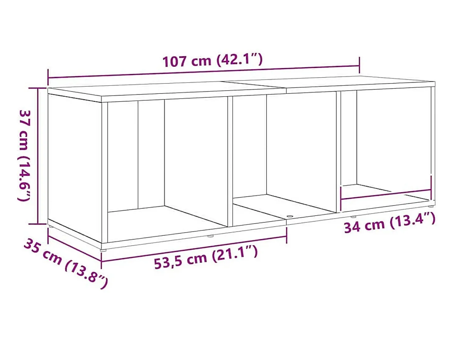 Gabinete de TV 3 pcs Negro 107 x 35 x 37 cm