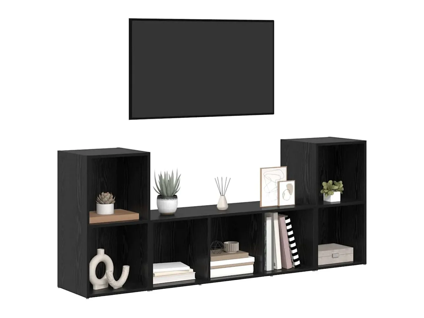 Gabinete de TV 3 pcs Negro 107 x 35 x 37 cm