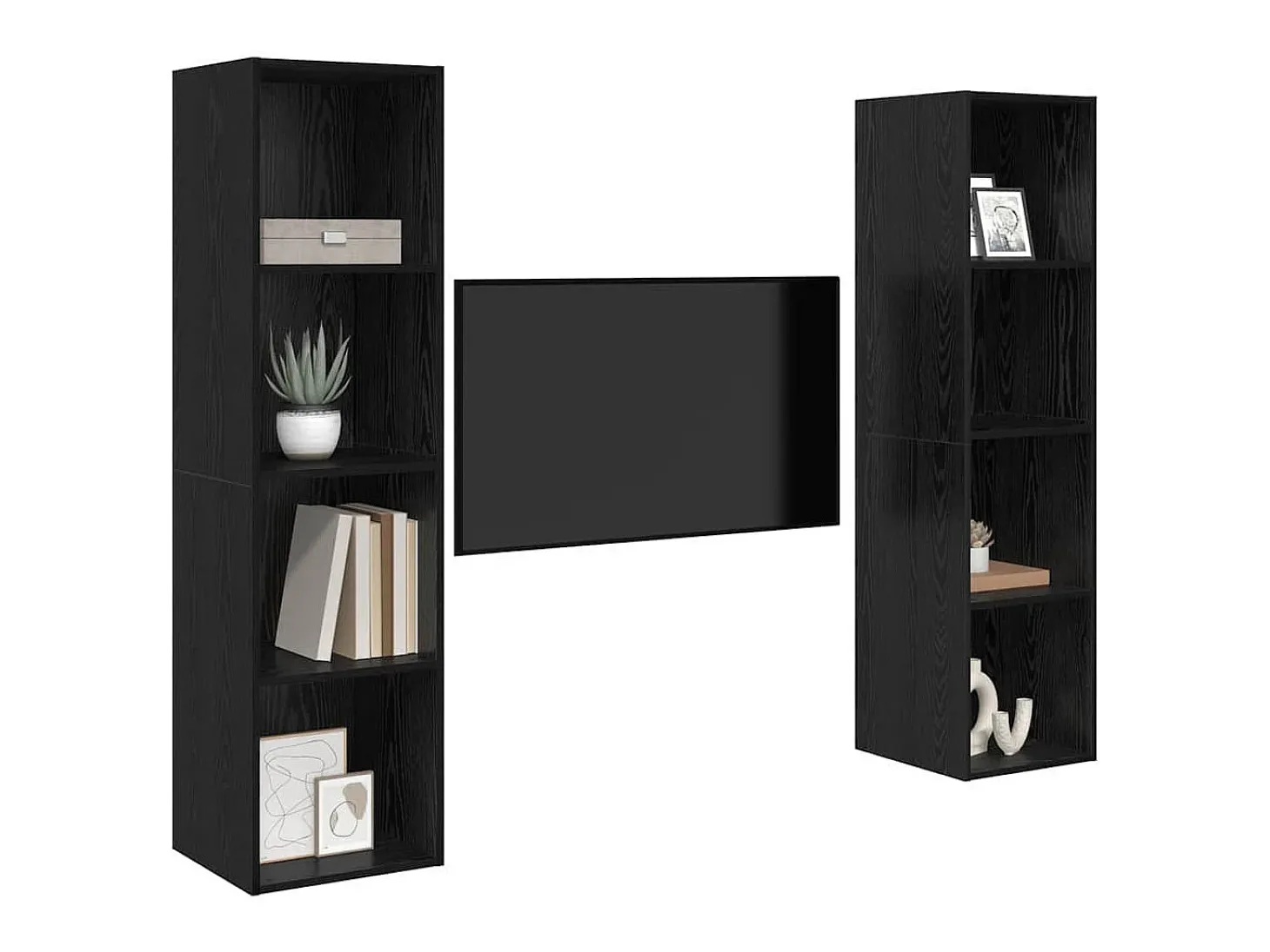 Gabinete de TV 2 pcs Negro 37 x 37 x 142.5 cm