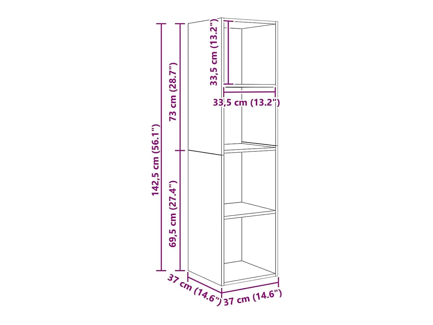Gabinete de TV 2 pcs Negro 37 x 37 x 142.5 cm