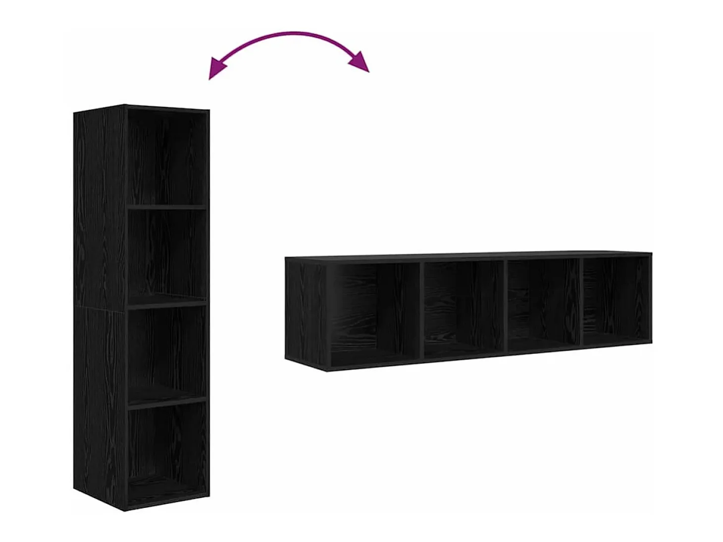 Gabinete de TV 2 pcs Negro 37 x 37 x 142.5 cm