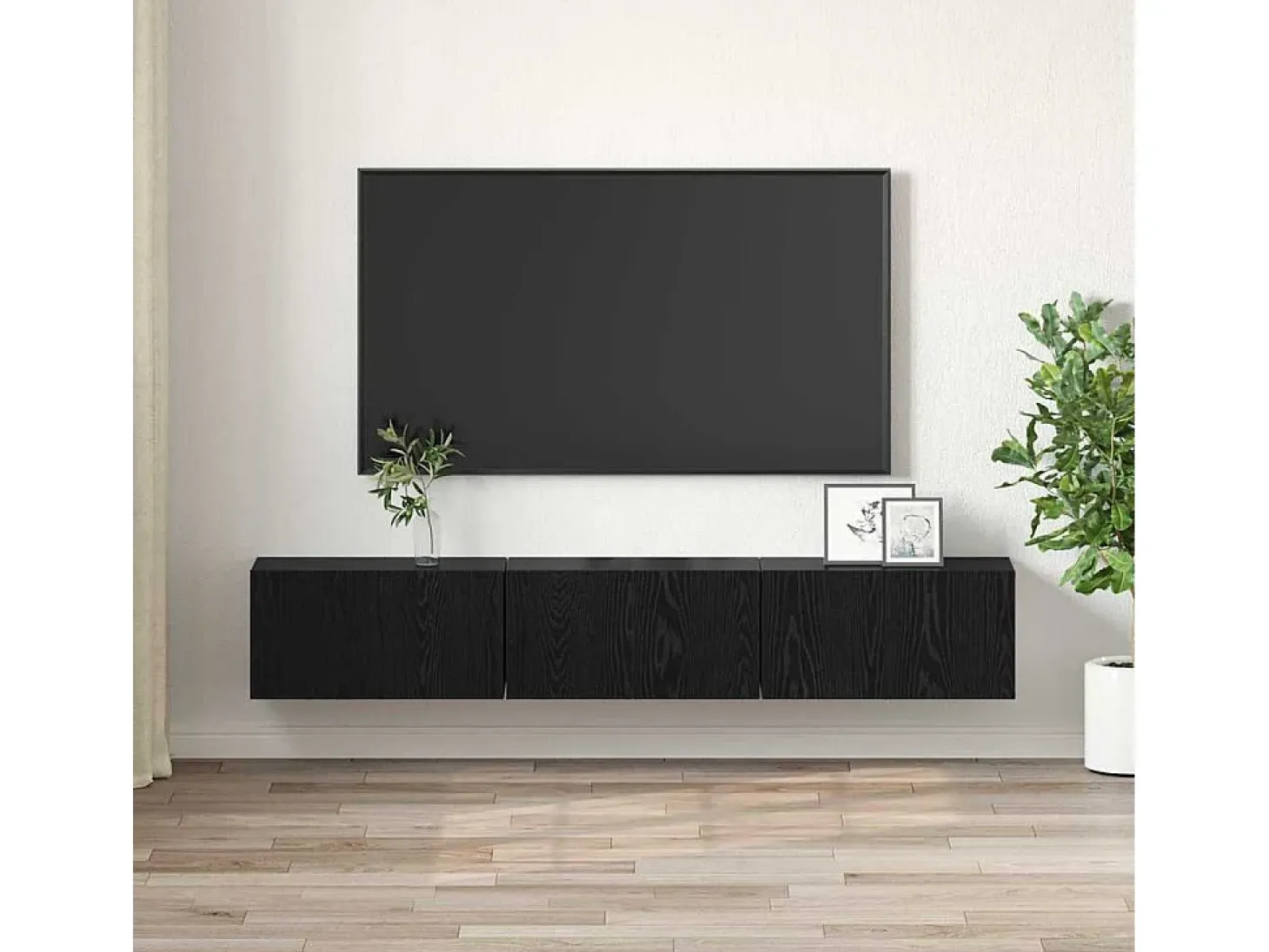 Gabinete de TV 3 pcs Negro 60 x 30 x 30 cm Madera contrachapada