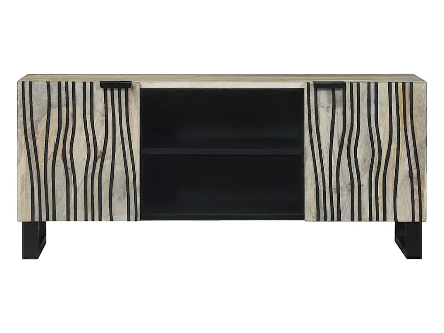 Gabinete de TV Blanco 105 x 33 x 46 cm madera maciza de mango