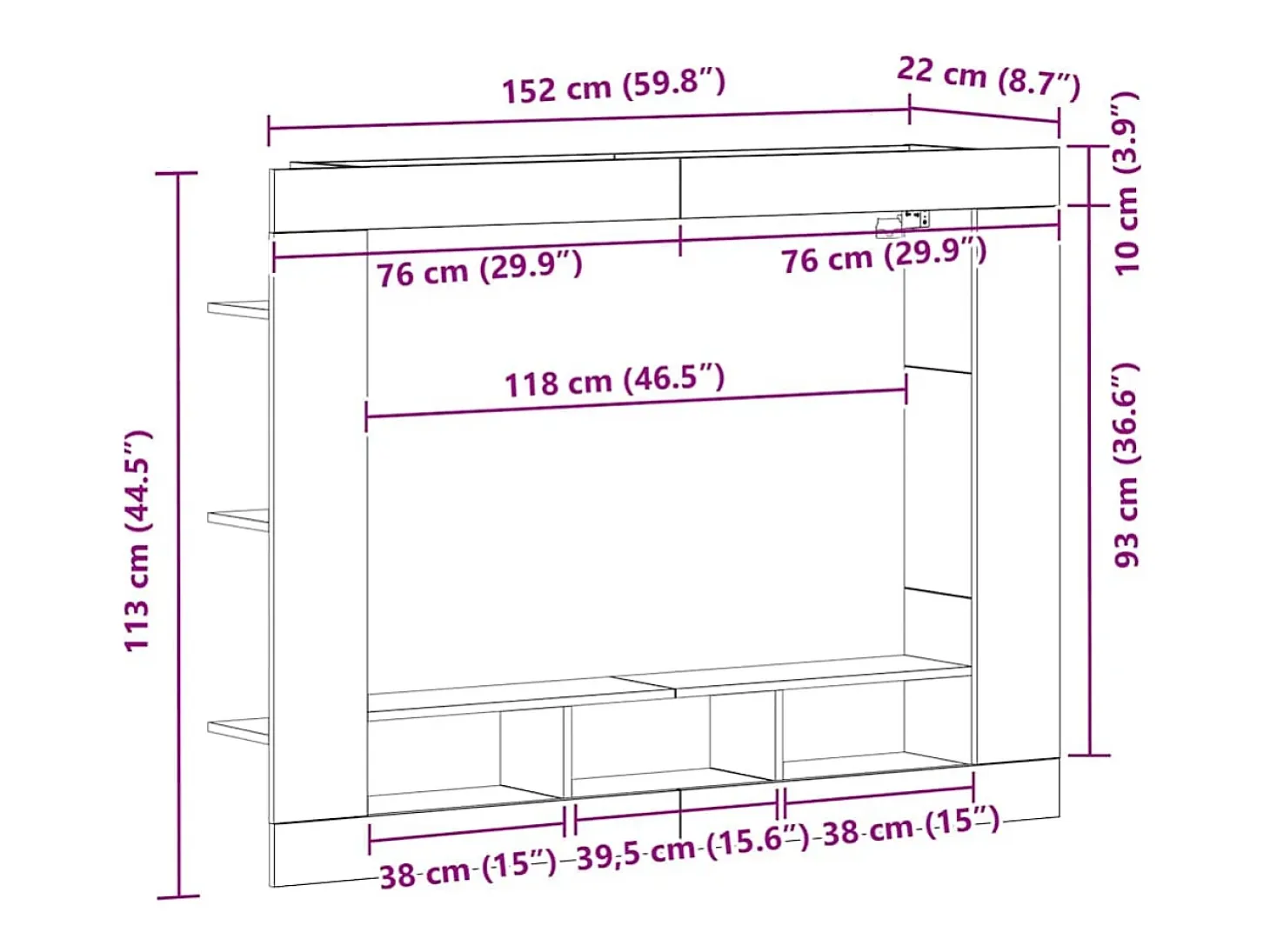 Gabinete de TV Madera vieja 152 x 22 x 113 cm