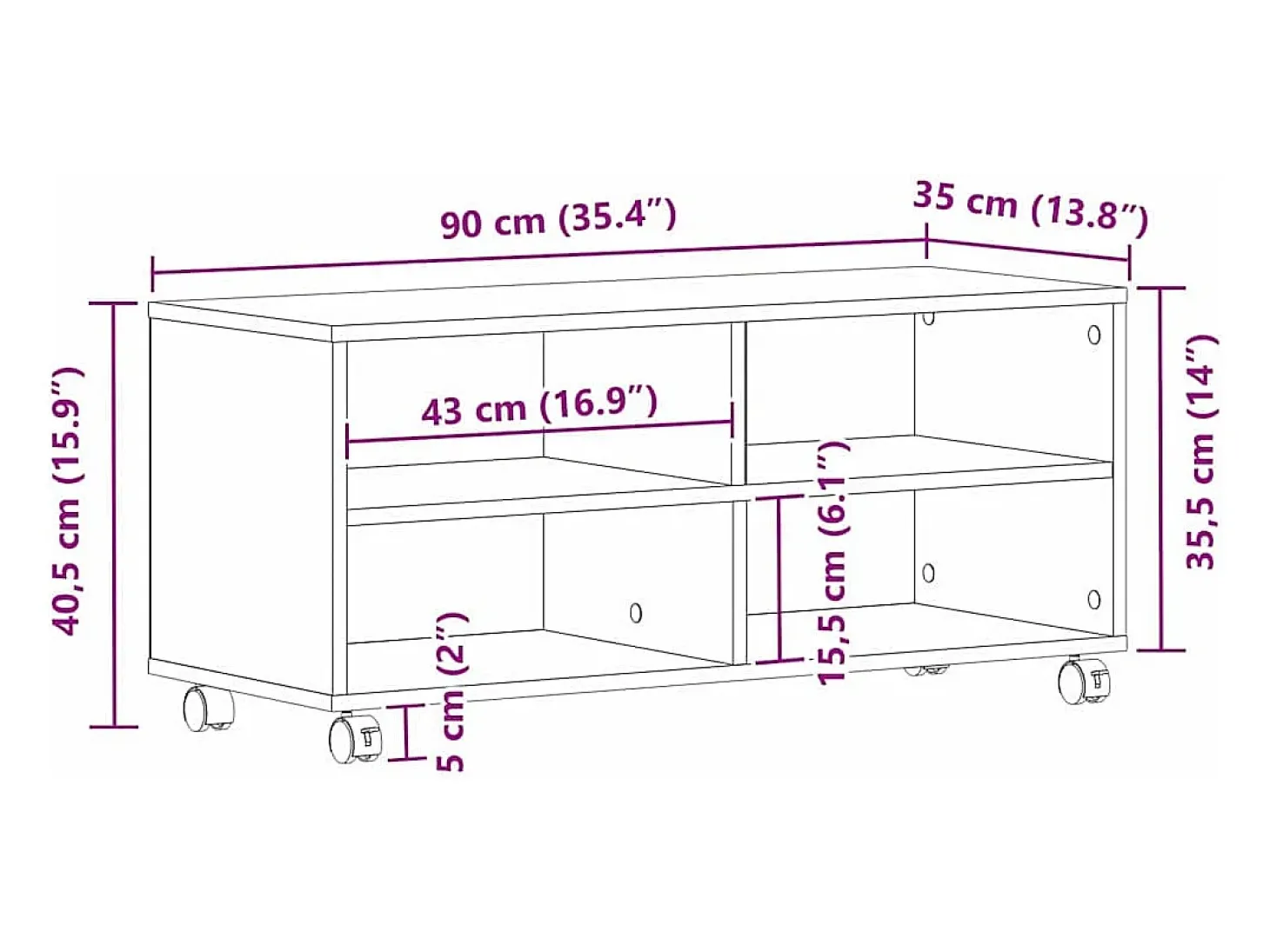 Gabinete de TV Marrón 90 x 35 x 35 cm Madera contrachapada