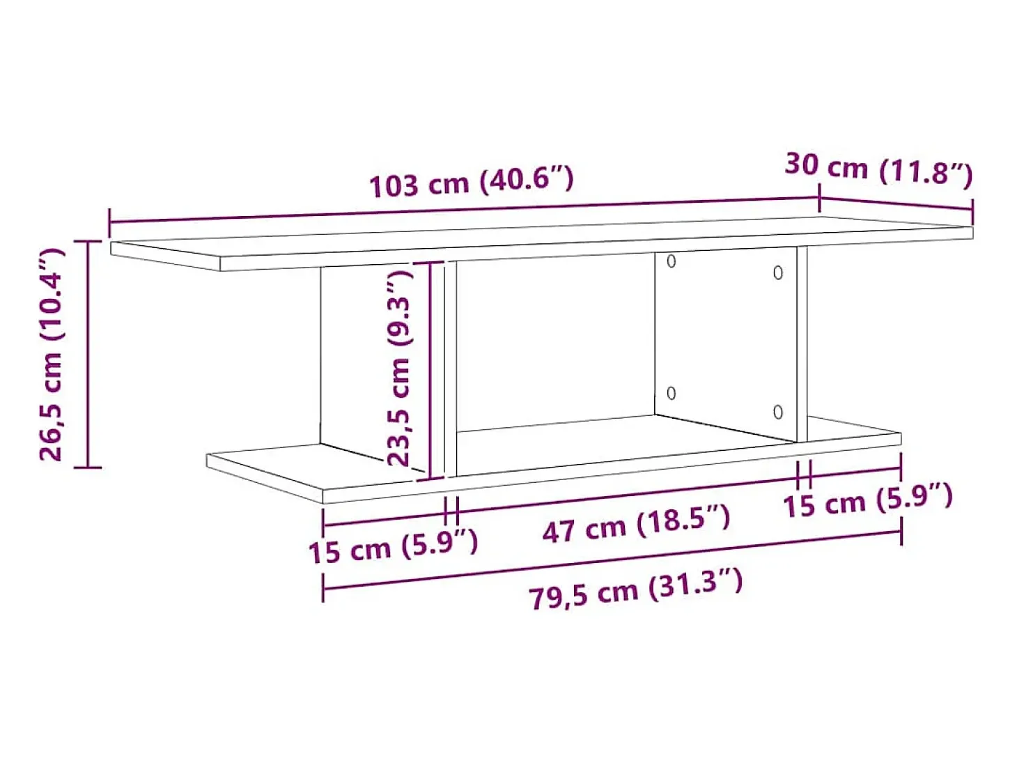 Gabinete de TV Negro 103 x 30 x 26.5 cm Madera contrachapada