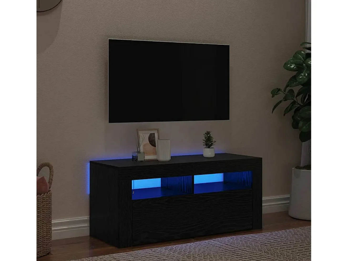 Gabinete de TV Negro 90 x 35 x 40 cm Madera contrachapada
