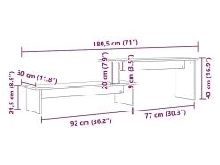 Gabinete de TV Roble artisan 180 x 30 x 43 cm