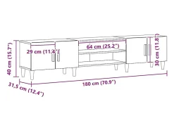 Gabinete de TV Roble negro 180 x 31.5 x 40 cm