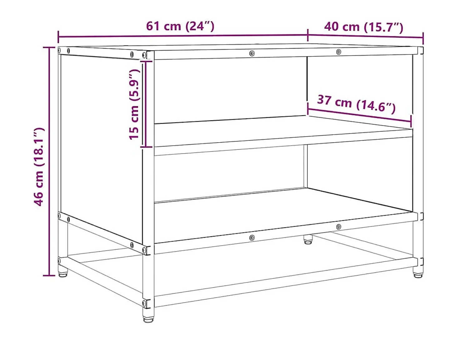 Gabinete de TV Roble negro 61 x 40 x 46 cm Madera contrachapada
