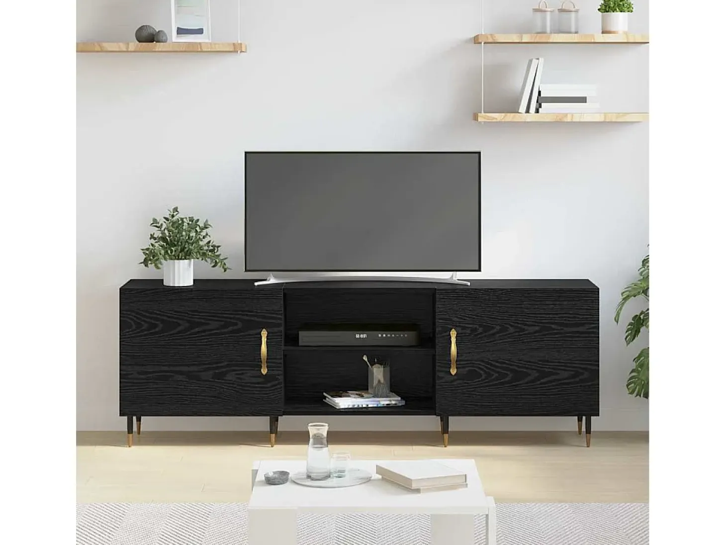 Gabinete de TV Roble negro 150 x 30 x 50 cm