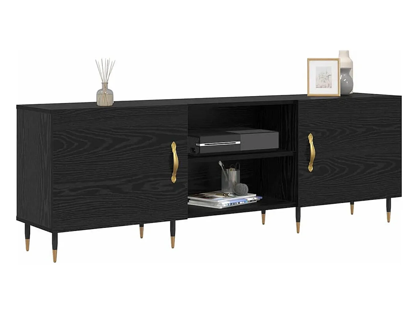 Gabinete de TV Roble negro 150 x 30 x 50 cm
