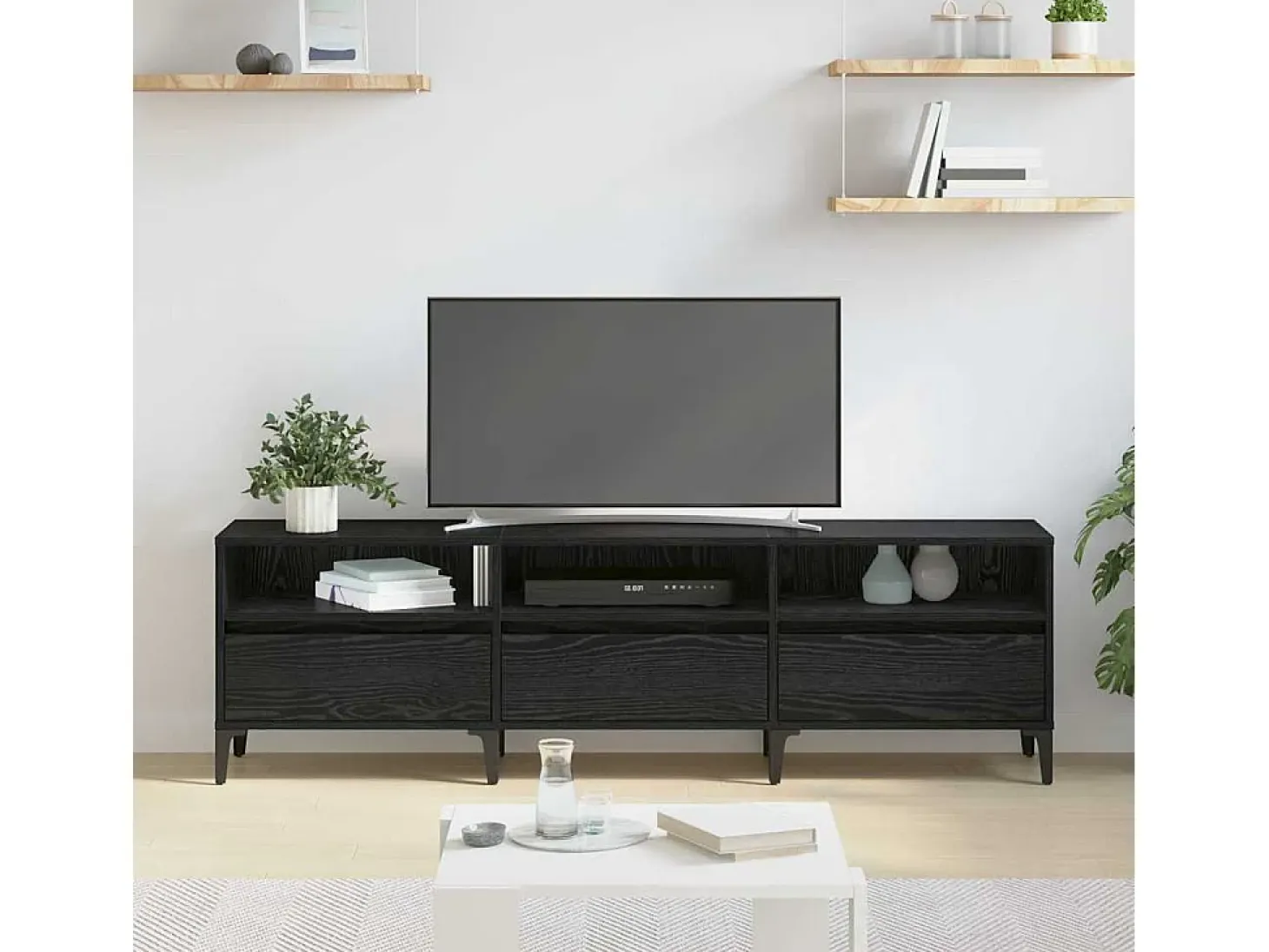 Gabinete de TV Roble negro 150 x 30 x 44.5 cm
