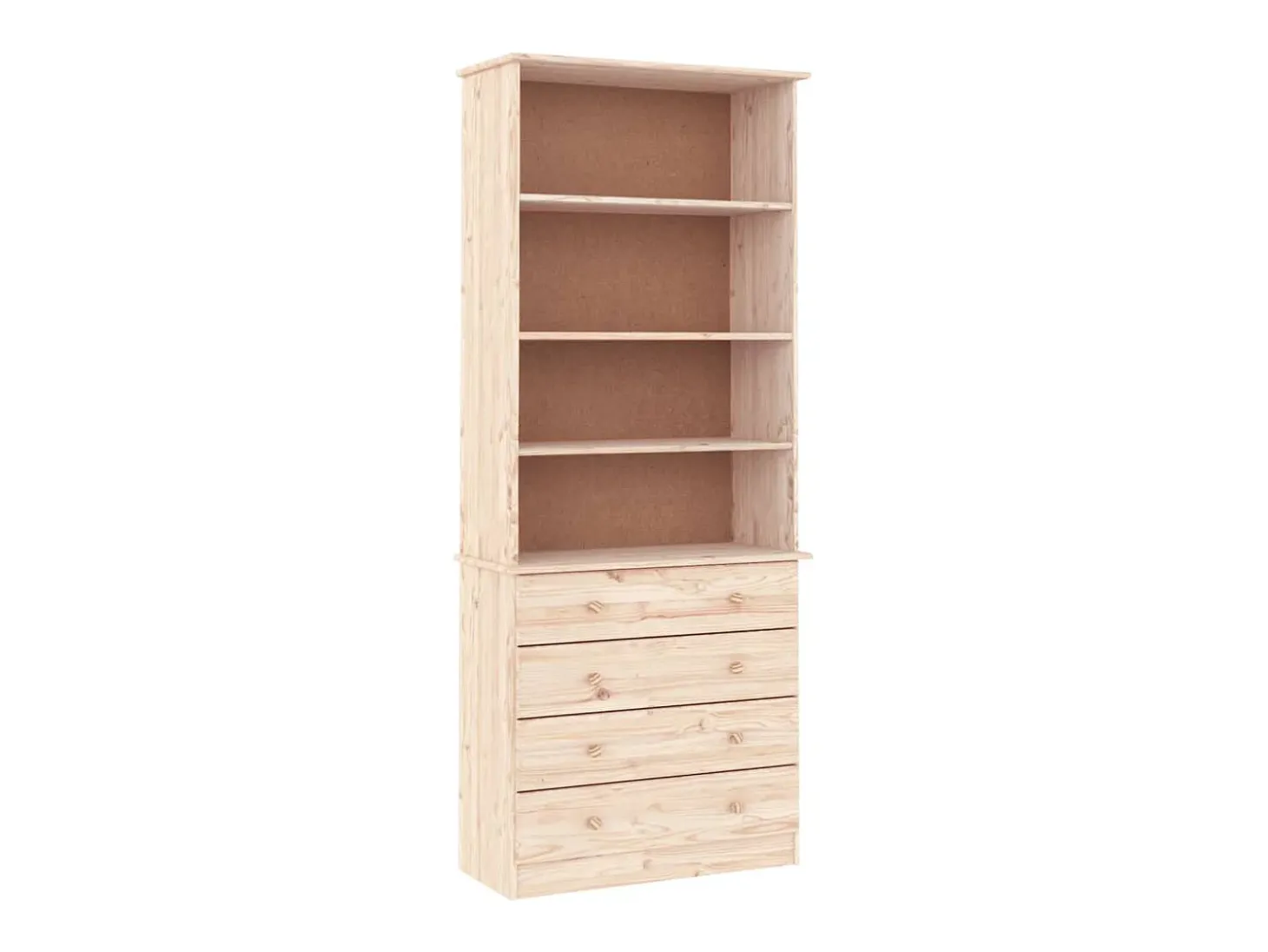 Garden Furniture - Librería con cajones ALTA madera maciza de pino 77x35x186,5 cm