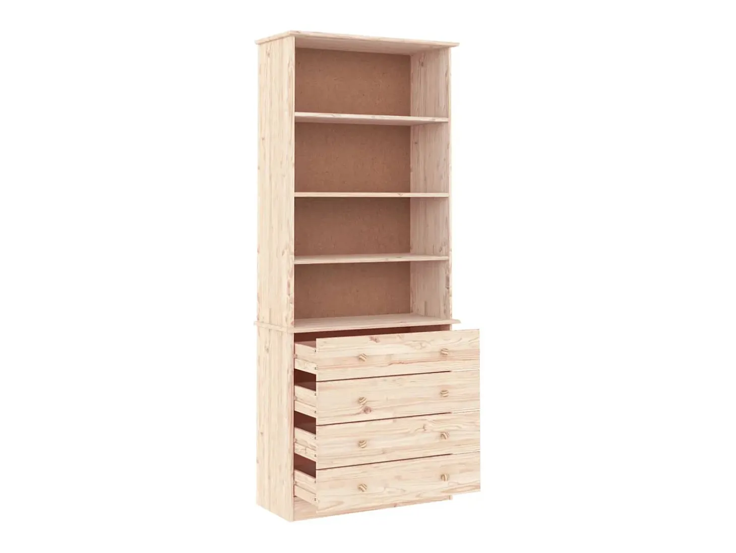 Garden Furniture - Librería con cajones ALTA madera maciza de pino 77x35x186,5 cm