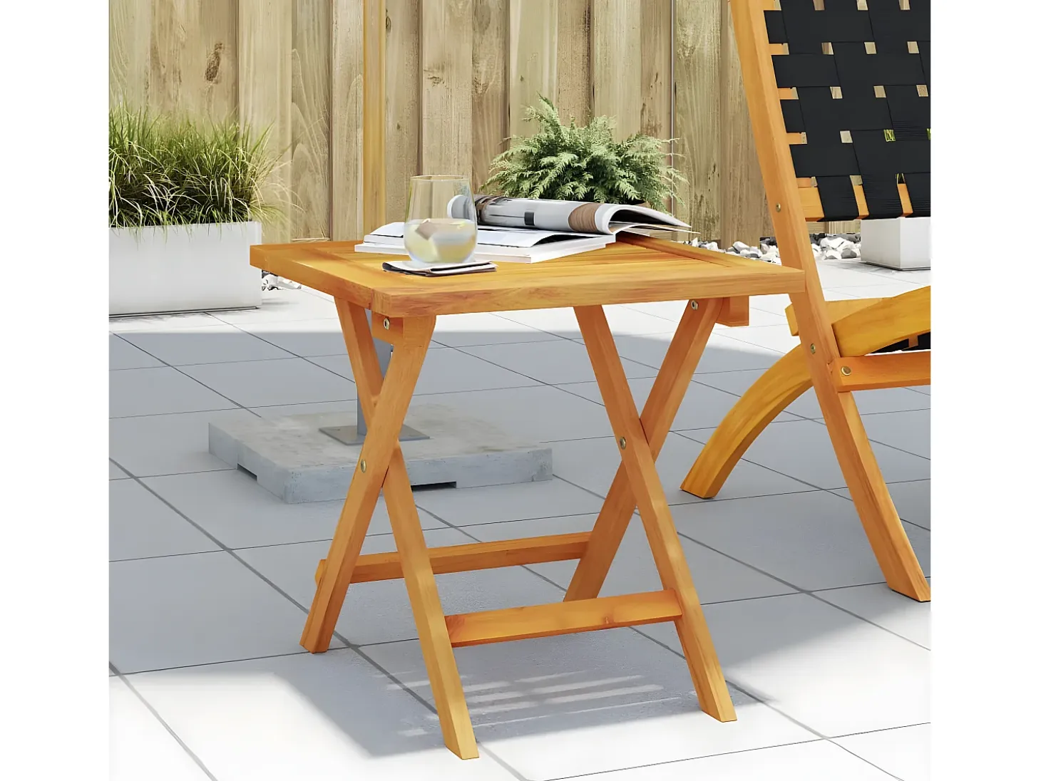 Garden Furniture - Mesa auxiliar de jardín madera maciza de acacia 40x40x40 cm