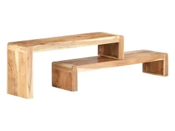Garden Furniture - Mueble de TV de 2 piezas de madera maciza de acacia