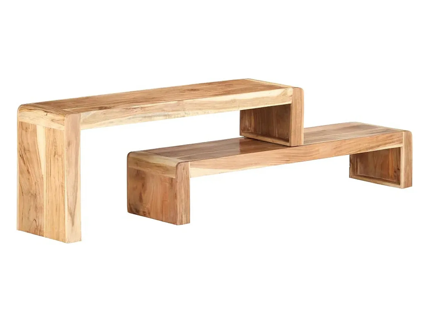Garden Furniture - Mueble de TV de 2 piezas de madera maciza de acacia
