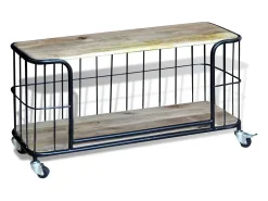 Garden Furniture - Mueble de TV de madera maciza de mango 100x40x45 cm