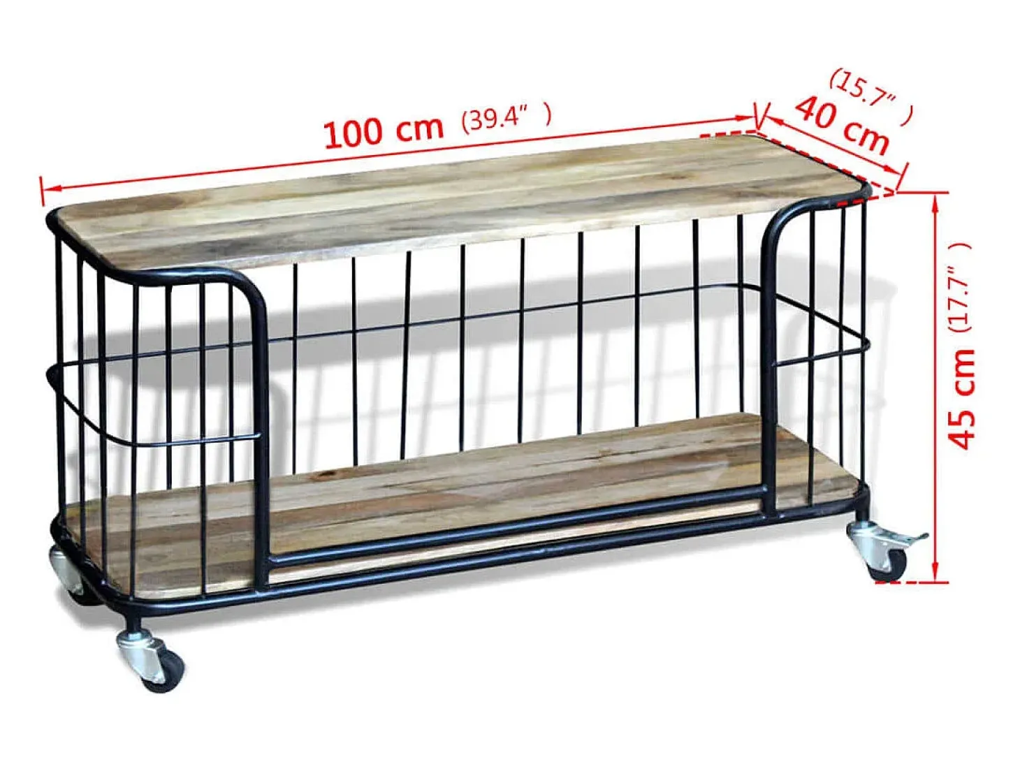 Garden Furniture - Mueble de TV de madera maciza de mango 100x40x45 cm
