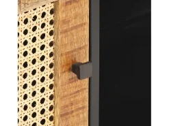 Garden Furniture - Mueble para TV madera mango rugosa y caña natural 90x30x40 cm